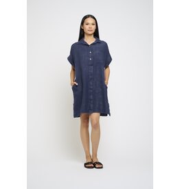 PISTACHE PISTACHE ROBE CHEMISE M COURTES LIN MARINE