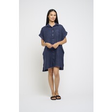 PISTACHE PISTACHE ROBE CHEMISE M COURTES LIN MARINE