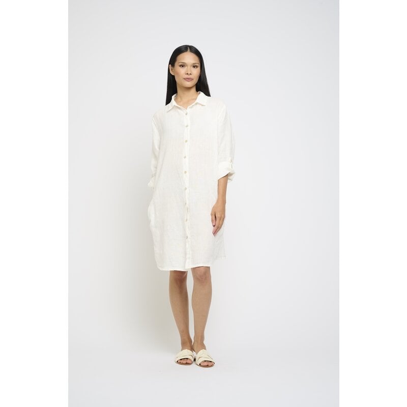 PISTACHE PISTACHE CHEMISE LONGUE LIN BLANC