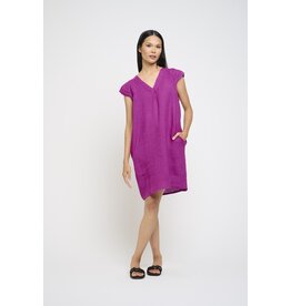 PISTACHE PISTACHE ROBE MANCHES CAP LIN MAGENTA
