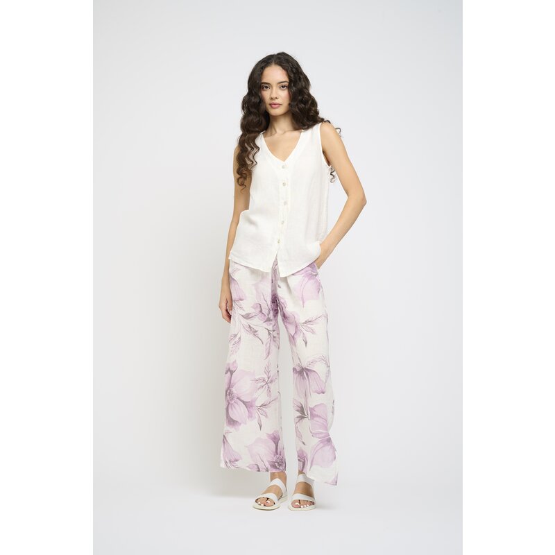 PISTACHE PISTACHE VESTE S MANCHES LIN BLANC