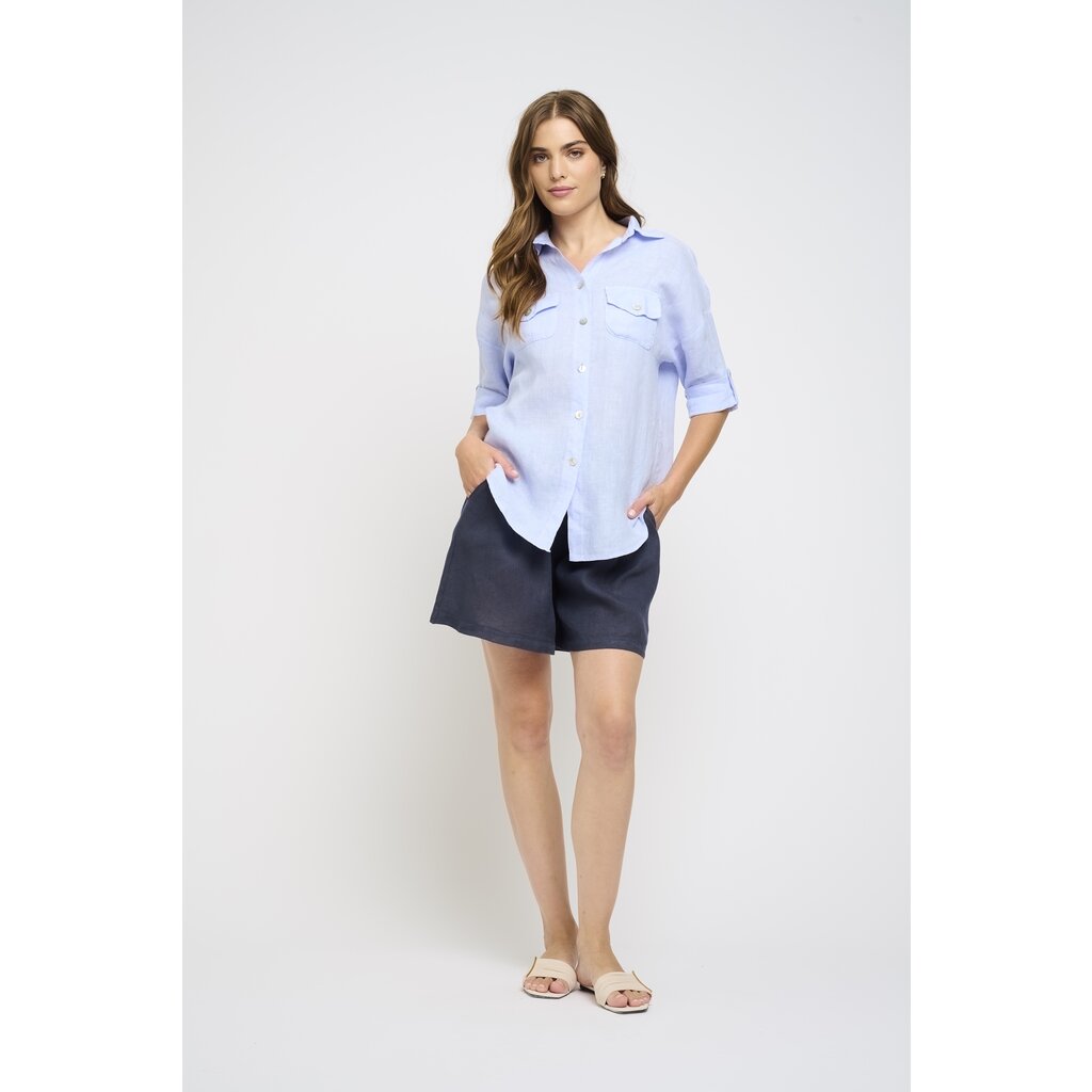 PISTACHE PISTACHE CHEMISE MANCHES 3/4 LIN SKY BLUE