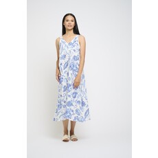 PISTACHE PISTACHE ROBE LONGUE S MANCHES LIN AZURE SUMMER PRINT