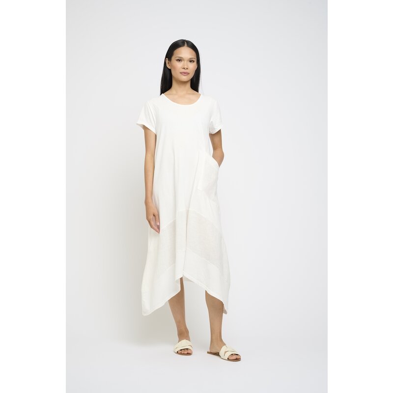 PISTACHE PISTACHE ROBE LONGUE M COURTES TRICOT/LIN BLANC