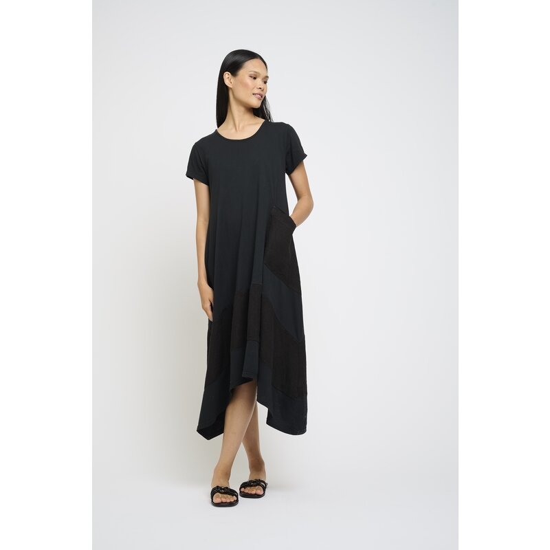 PISTACHE PISTACHE ROBE LONGUE M COURTES TRICOT/LIN NOIR
