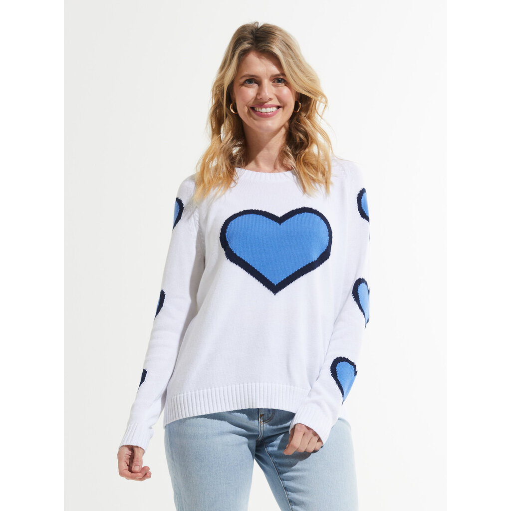 ZAKET AND PLOVER ZAKET AND PLOVER HEART SWEATER WHITE