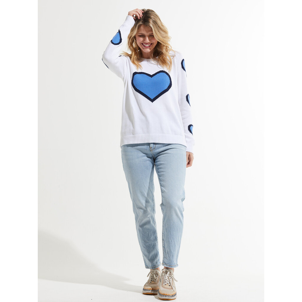 ZAKET AND PLOVER ZAKET AND PLOVER HEART SWEATER WHITE