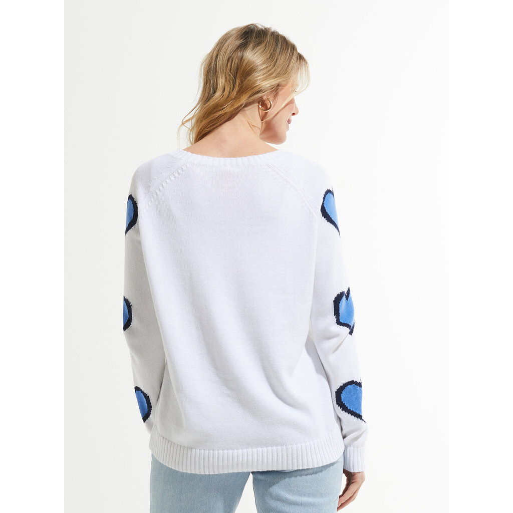 ZAK AND PLOVER HEART SWEATER WHITE