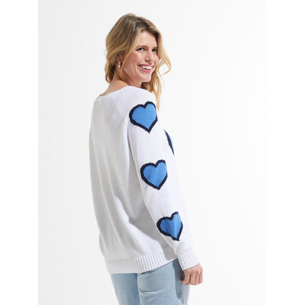 ZAKET AND PLOVER ZAKET AND PLOVER HEART SWEATER WHITE