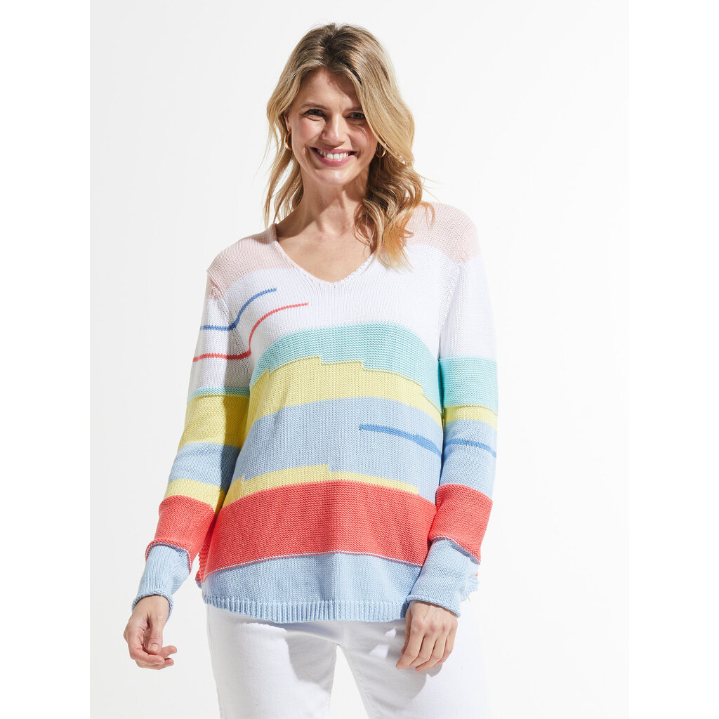 ZAK AND PLOVER CHUNKY COTTON V SWEATER SKY