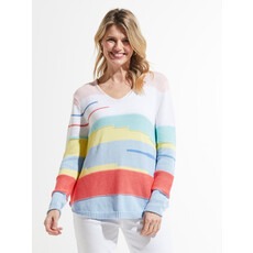 ZAKET AND PLOVER ZAKET AND PLOVER CHUNKY COTTON V SWEATER SKY