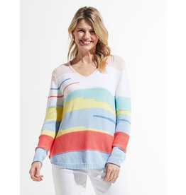 ZAK AND PLOVER CHUNKY COTTON V SWEATER SKY