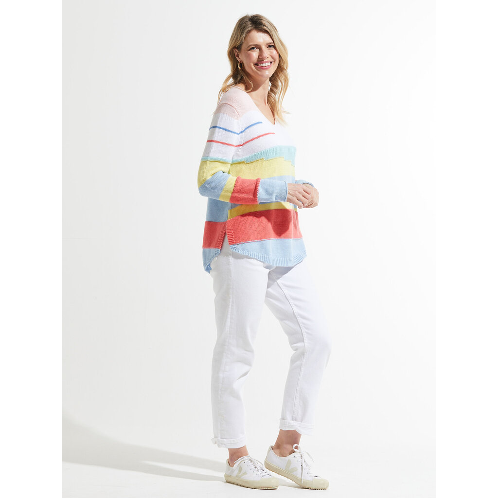 ZAKET AND PLOVER ZAKET AND PLOVER CHUNKY COTTON V SWEATER SKY