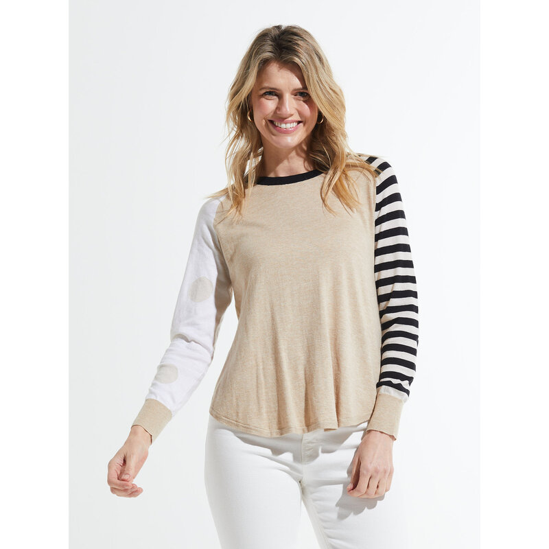 ZAKET AND PLOVER ZAK AND PLOVER SPOTS/STRIPES SWEATER CREMA