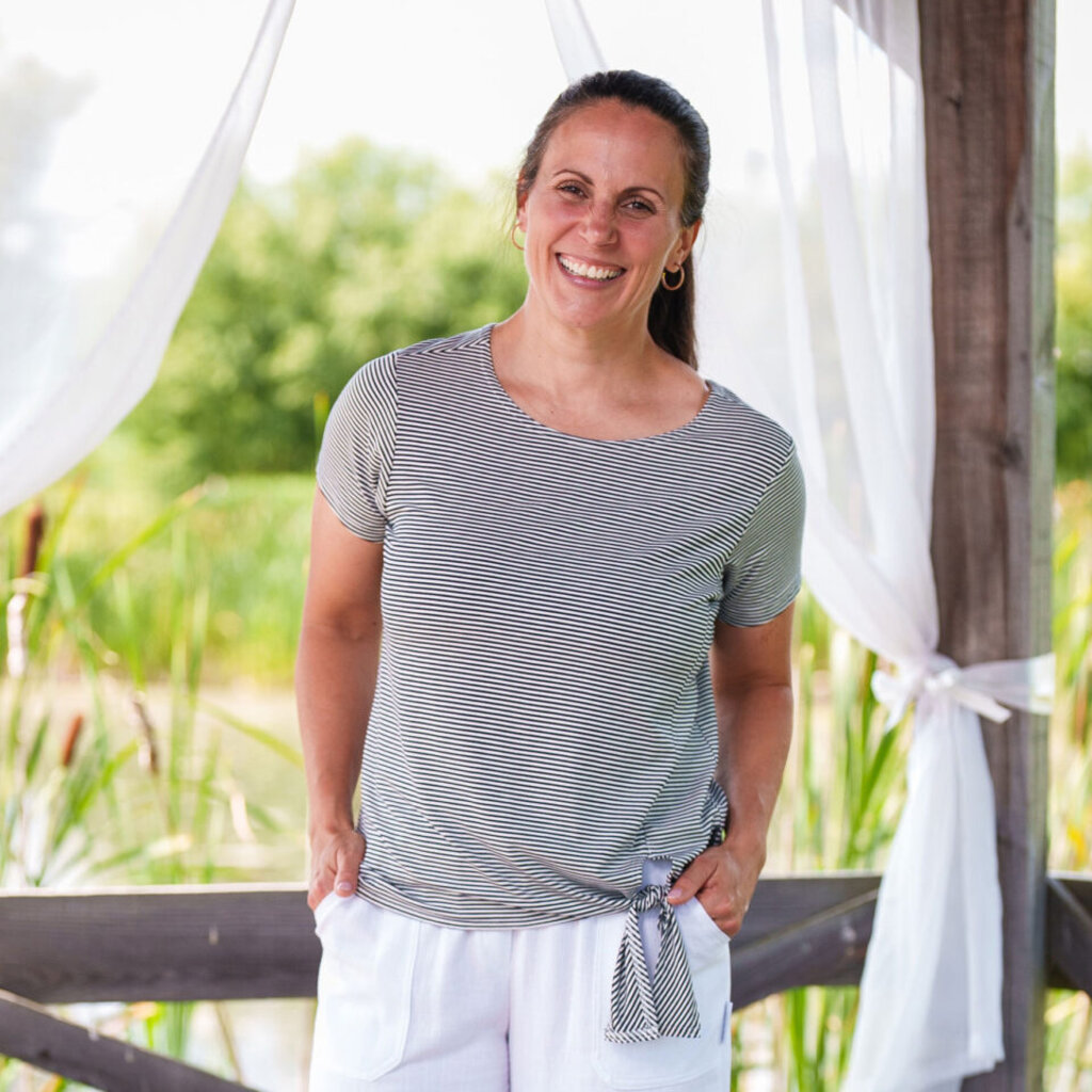 RIEN NE SE PERD TOUT SE CREE RIEN NE SE PERD 25E TSHIRT MODERNE RAYE MARINE/BLANC