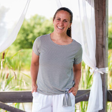 RIEN NE SE PERD TOUT SE CREE RIEN NE SE PERD 25E TSHIRT MODERNE RAYE MARINE/BLANC