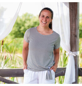 RIEN NE SE PERD TOUT SE CREE RIEN NE SE PERD 25E TSHIRT MODERNE RAYE MARINE/BLANC