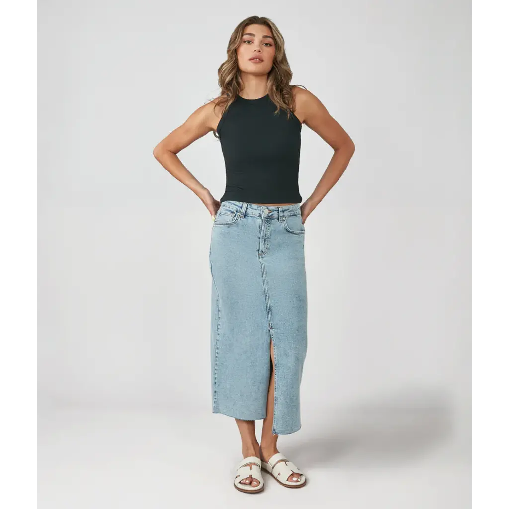 LOLA JEANS LOLA JEANS HIGH RISE MAXI JUPE HALSTON VINTAGE ICE BLUE