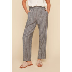 RENUAR RENUAR 25E PANTALON NOIR LIGNES BLANCHES