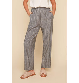 RENUAR RENUAR 25E PANTALON NOIR LIGNES BLANCHES