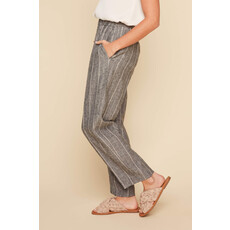 RENUAR RENUAR 25E PANTALON NOIR LIGNES BLANCHES