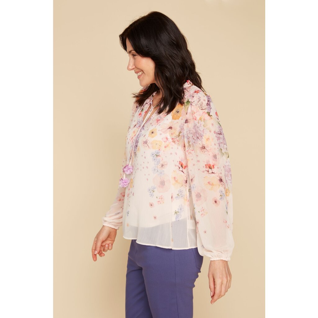 RENUAR RENUAR 25E BLOUSE FLEURS ROSE COMBO