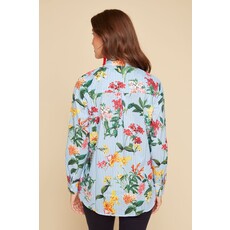 RENUAR RENUAR 25E CHEMISIER M 3/4 RAYURES FLEURS BLEU