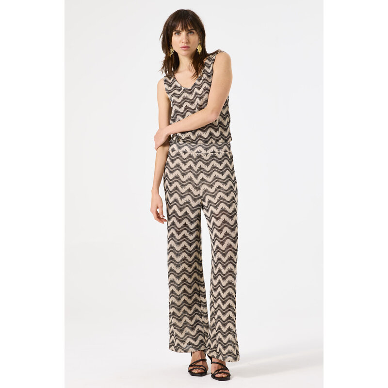 GARCIA GARCIA 25E PANTALONS VAGUES BEIGE/NOIR