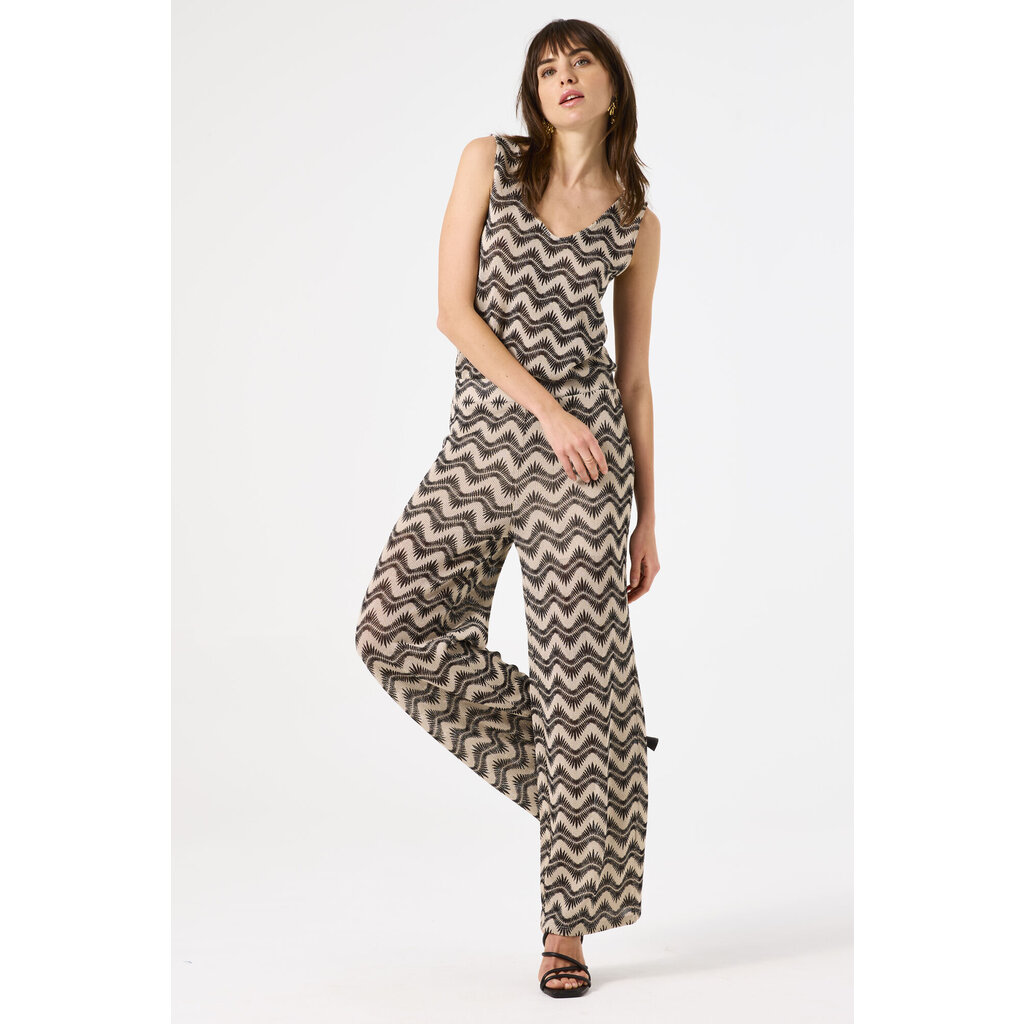 GARCIA GARCIA 25E PANTALONS VAGUES BEIGE/NOIR
