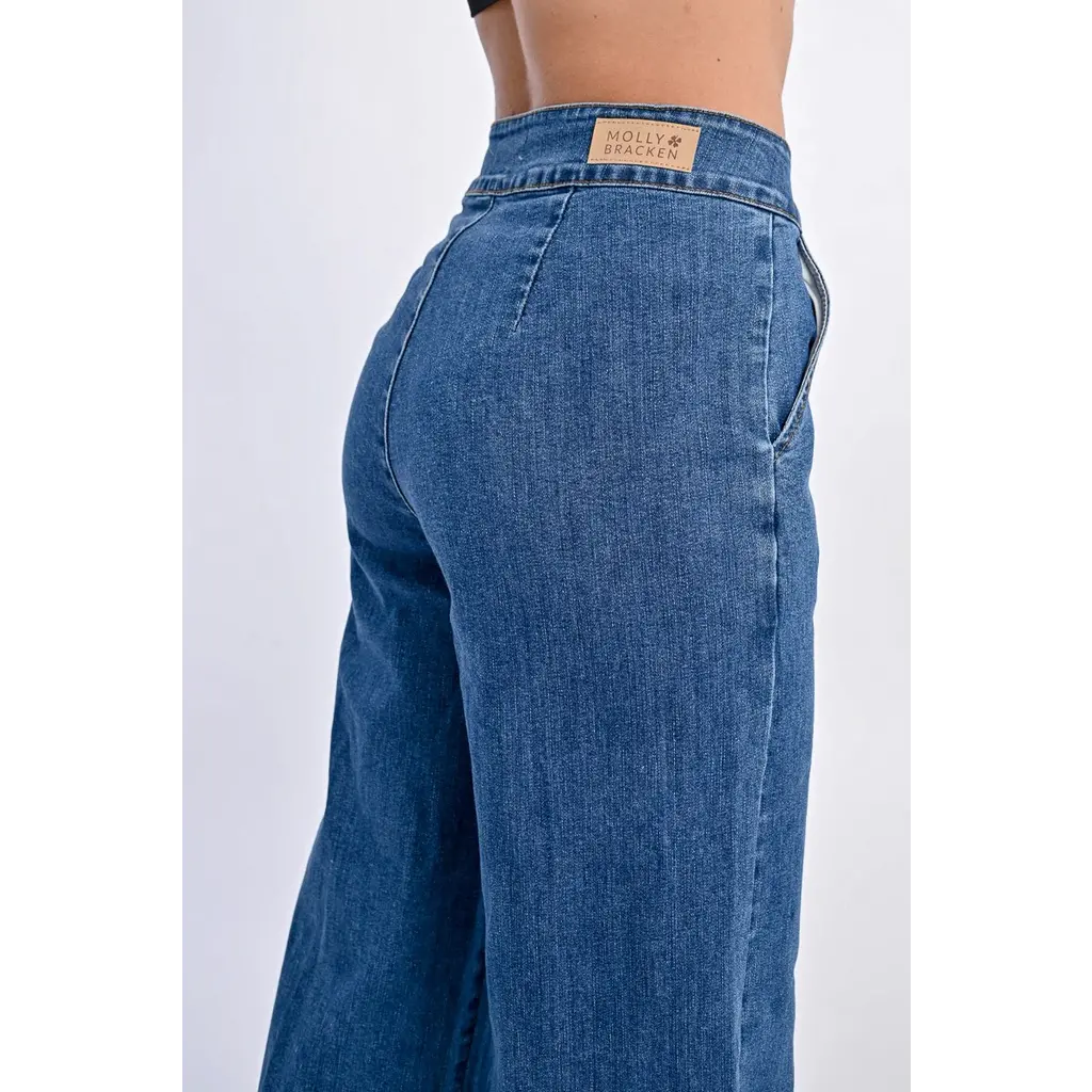 MOLLY BRACKEN MOLLY BRACKEN 25E JEANS EVASE BLEU DENIM