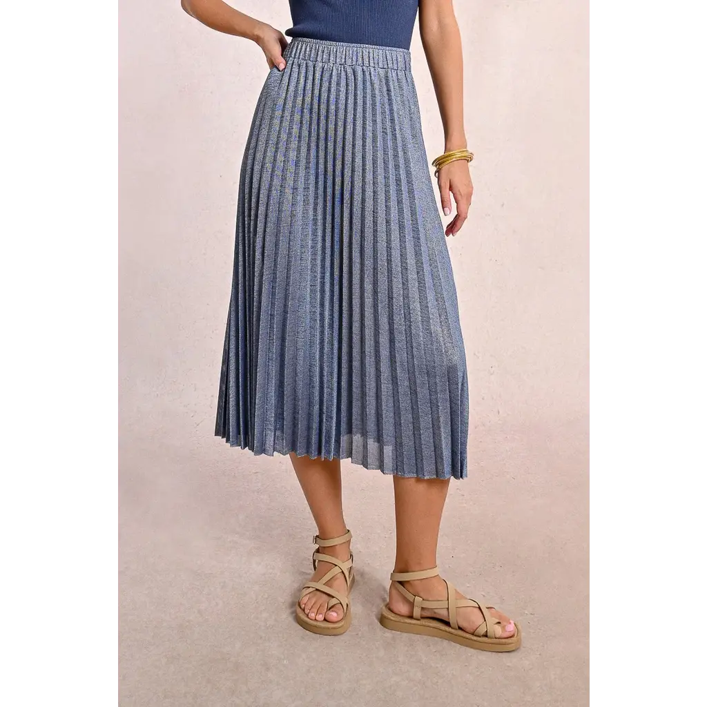 MOLLY BRACKEN MOLLY BRACKEN 25E JUPE BRILLANTE PLIS BLEU