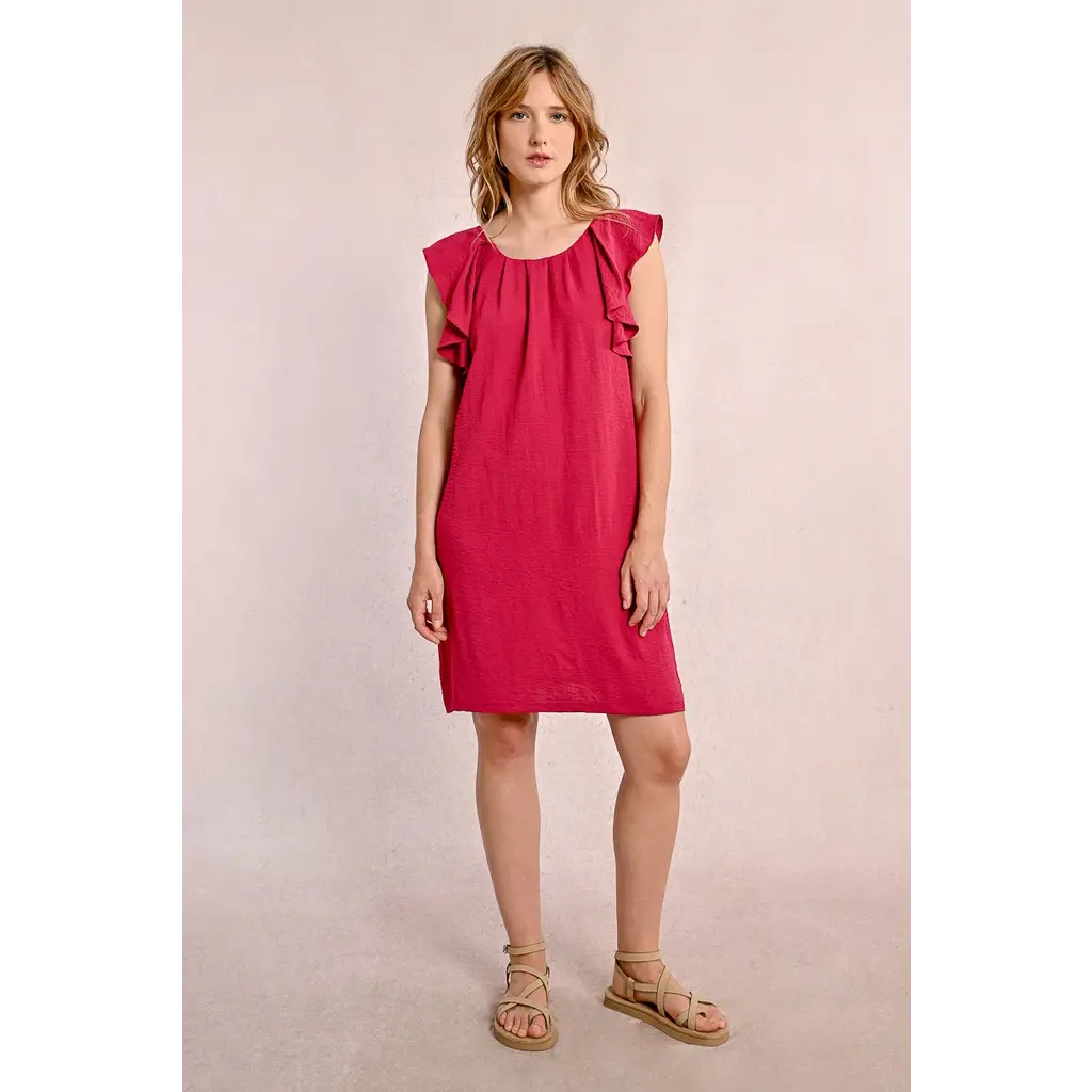 MOLLY BRACKEN MOLLY 25E ROBE MANCHES A VOLANTS FRAMBOISE