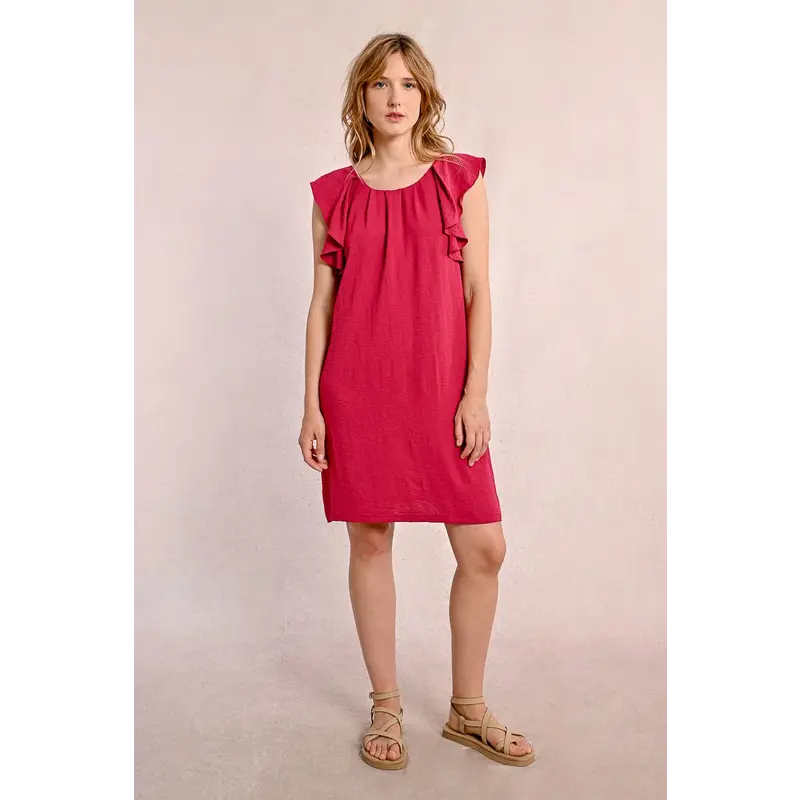MOLLY BRACKEN MOLLY BRACKEN 25E ROBE MANCHES A VOLANTS FRAMBOISE