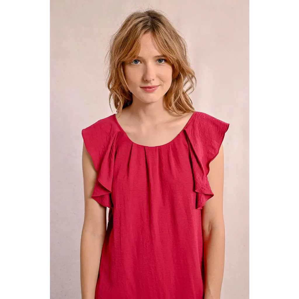 MOLLY BRACKEN MOLLY BRACKEN 25E ROBE MANCHES A VOLANTS FRAMBOISE