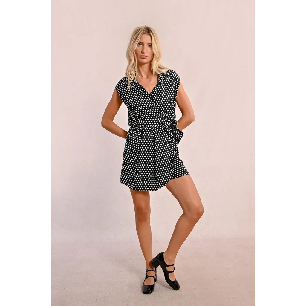 MOLLY BRACKEN MOLLY BRACKEN 25E JUMPSUIT COURT POIS NOIR/BLANC