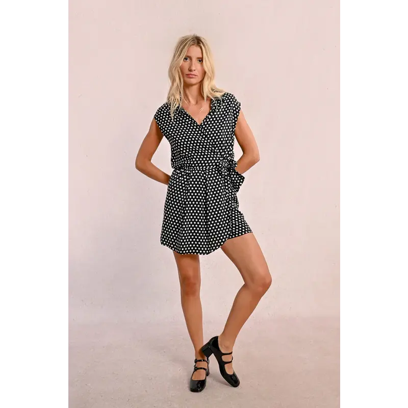 MOLLY BRACKEN MOLLY BRACKEN 25E JUMPSUIT COURT POIS NOIR/BLANC