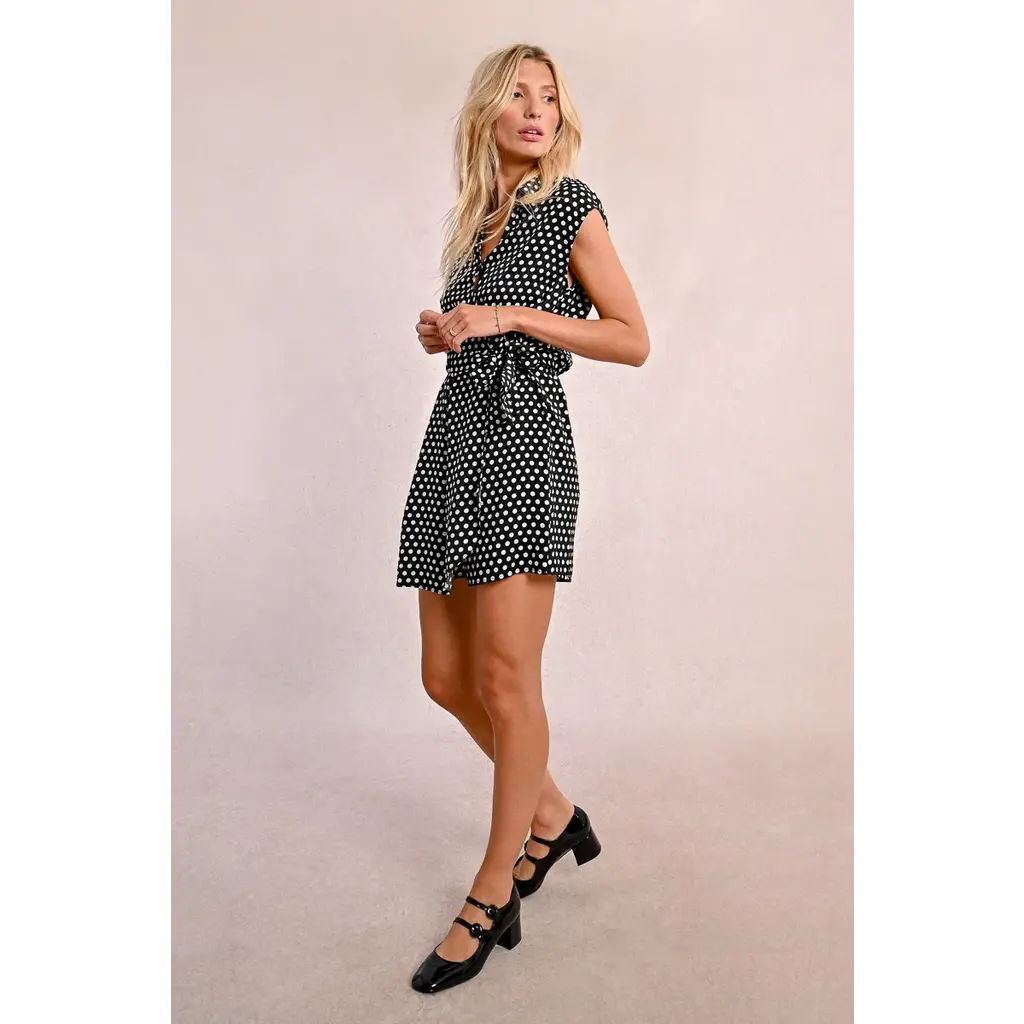 MOLLY BRACKEN MOLLY BRACKEN 25E JUMPSUIT COURT POIS NOIR/BLANC