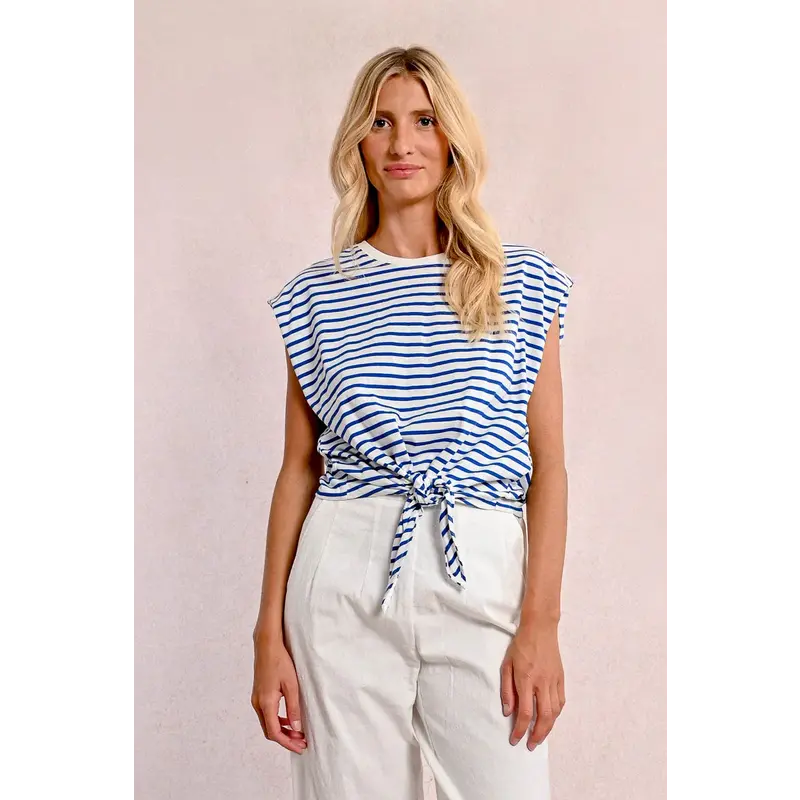 MOLLY BRACKEN MOLLY BRACKEN 25E TOP NOEUD RAYURES BLEU/OFFWHITE