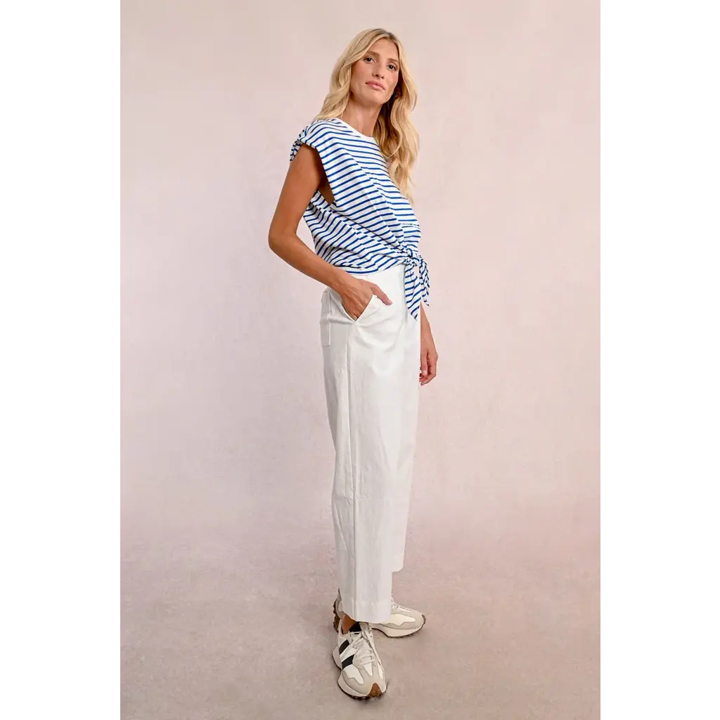 MOLLY BRACKEN MOLLY BRACKEN 25E TOP NOEUD RAYURES BLEU/OFFWHITE