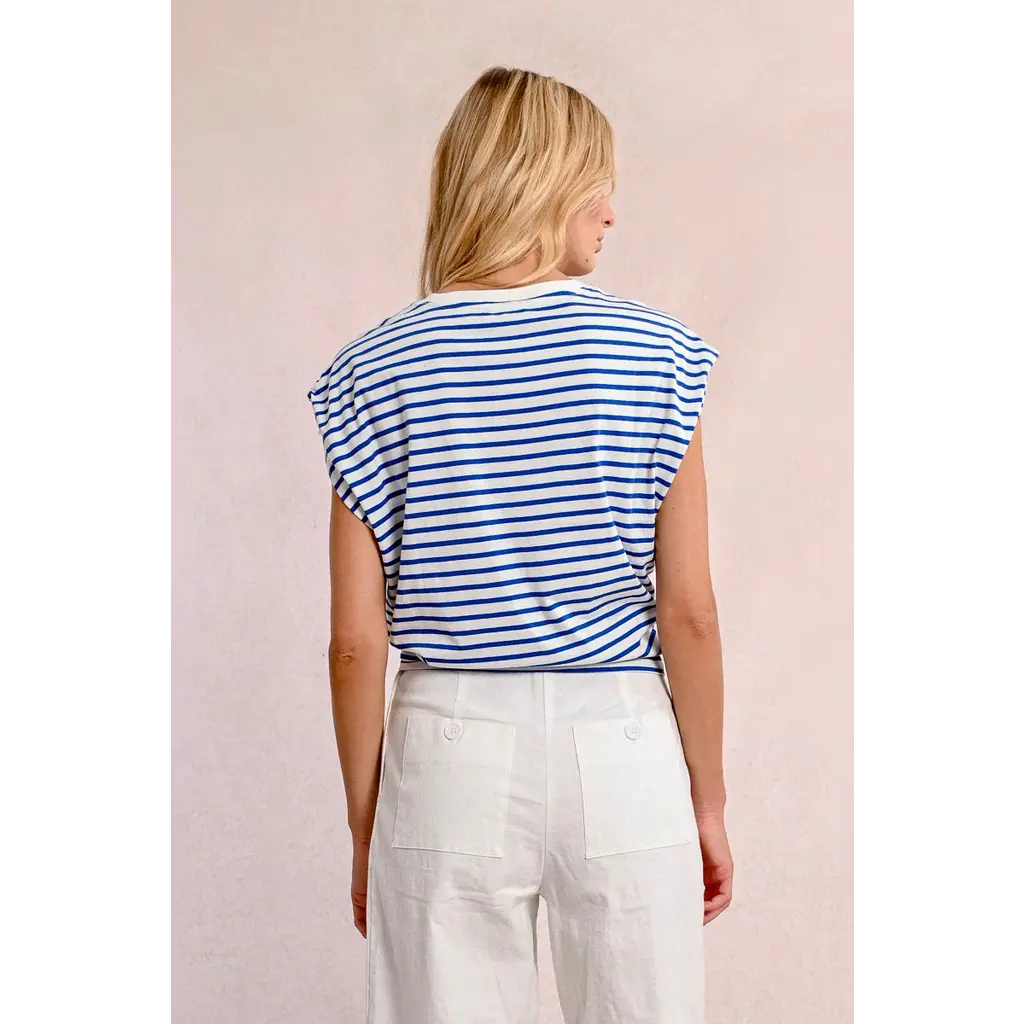 MOLLY BRACKEN MOLLY BRACKEN 25E TOP NOEUD RAYURES BLEU/OFFWHITE