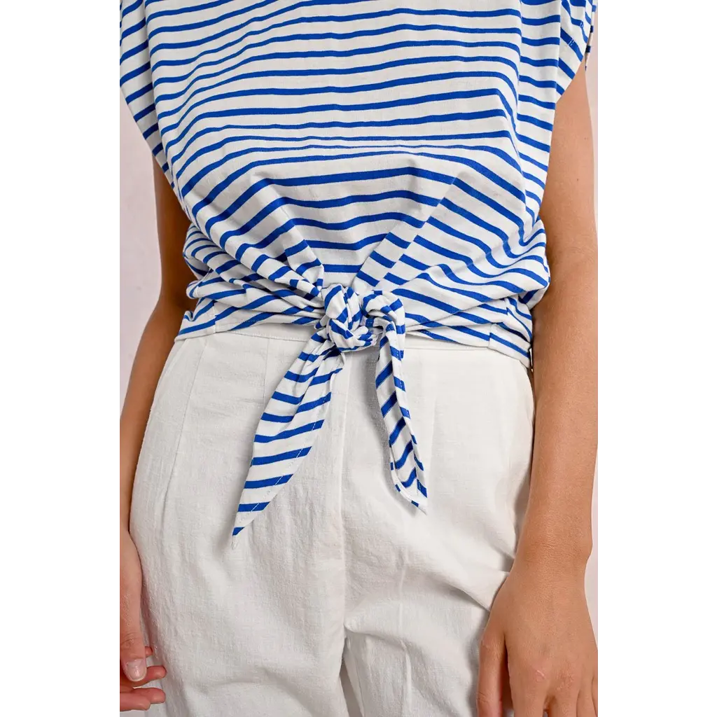 MOLLY BRACKEN MOLLY BRACKEN 25E TOP NOEUD RAYURES BLEU/OFFWHITE