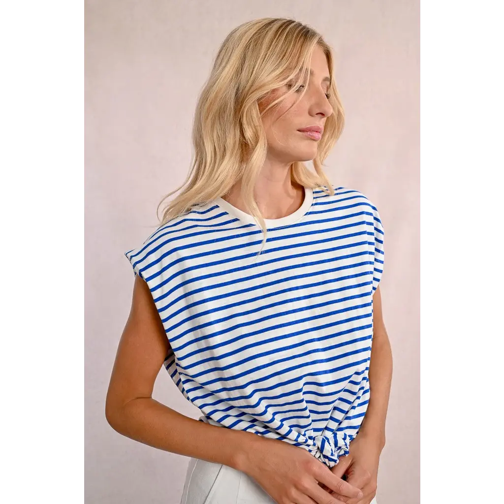 MOLLY BRACKEN MOLLY BRACKEN 25E TOP NOEUD RAYURES BLEU/OFFWHITE