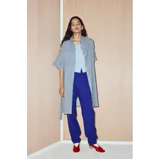 EVE GRAVEL EVE GRAVEL 25E ROBE CAYUNA BOUTONNIERE RAYEE MARINE/CREME