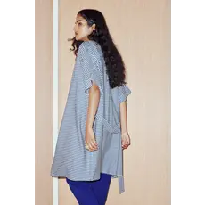 EVE GRAVEL EVE GRAVEL 25E ROBE CAYUNA BOUTONNIERE RAYEE MARINE/CREME