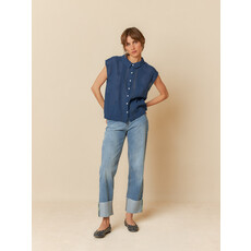 INDI AND COLD INDI AND COLD 25E CHEMISE S MANCHES COTON BRODE INDIGO