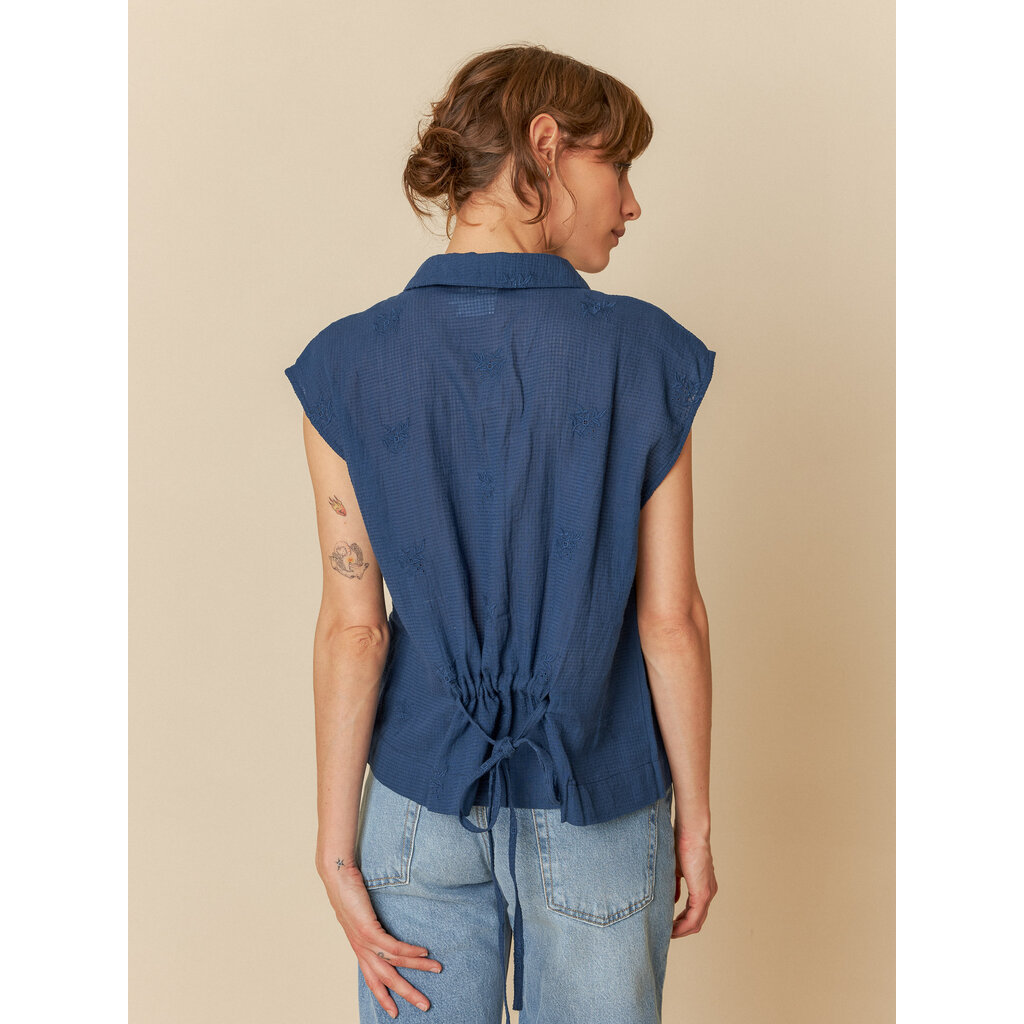 INDI AND COLD INDI AND COLD 25E CHEMISE S MANCHES COTON BRODE INDIGO