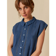 INDI AND COLD INDI AND COLD 25E CHEMISE S MANCHES COTON BRODE INDIGO