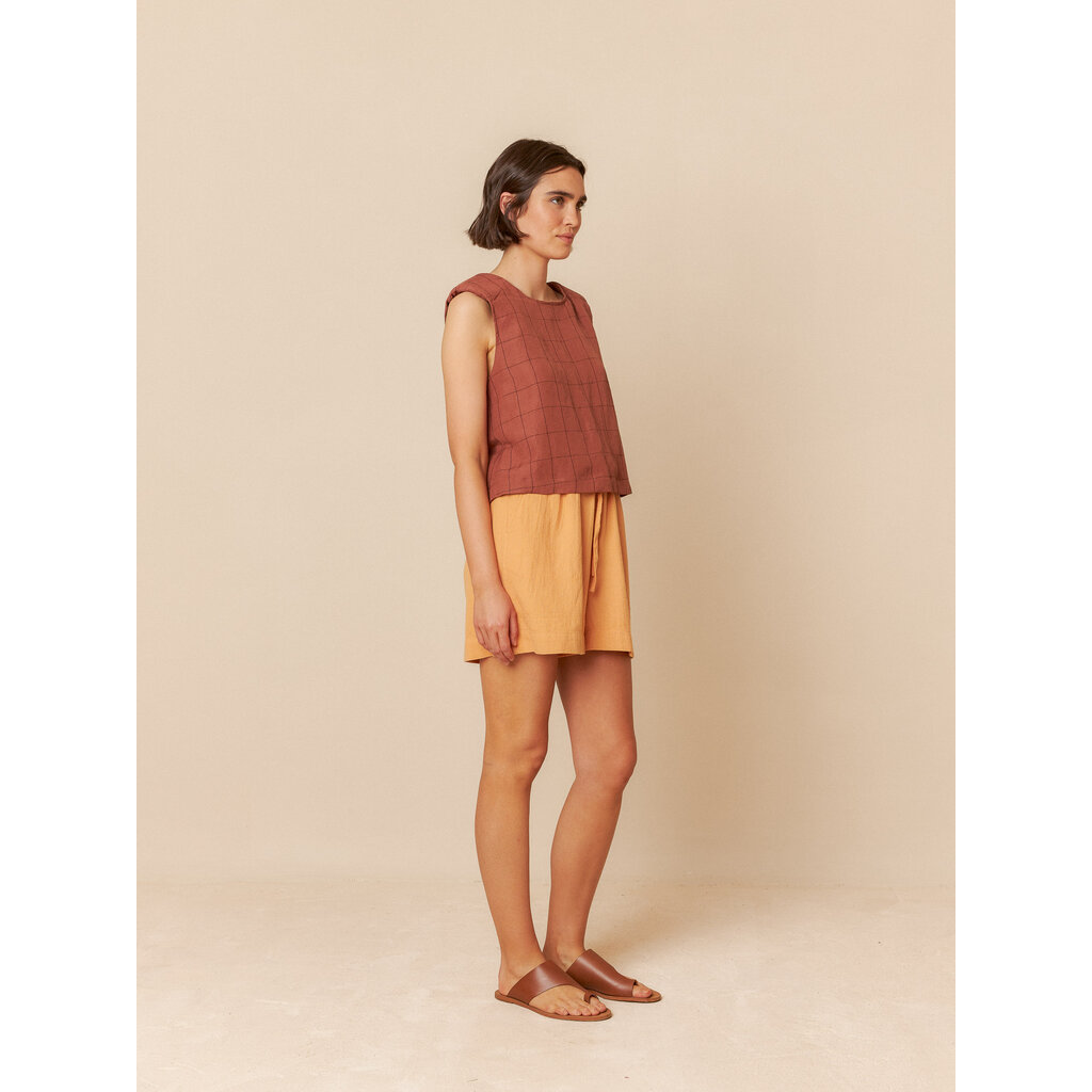 INDI AND COLD INDI AND COLD 25E ROBE CROP TOP A CARREAUX CHOCOLAT