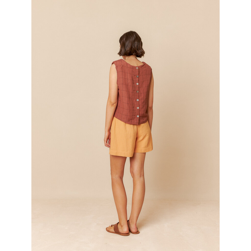 INDI AND COLD INDI AND COLD 25E ROBE CROP TOP A CARREAUX CHOCOLAT