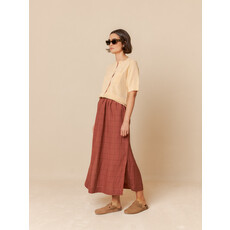 INDI AND COLD INDI AND COLD 25E JUPE LONGUE A CARREAUX CHOCOLAT